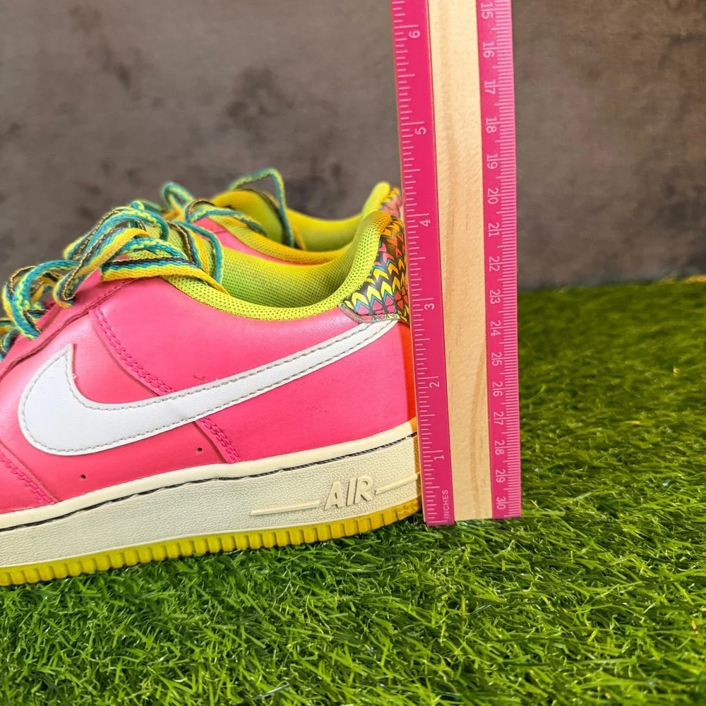 Nike Air Force 1 Low Kids Pink White‎ Green Yellow Lace Up Athletic Shoes 5.5Y